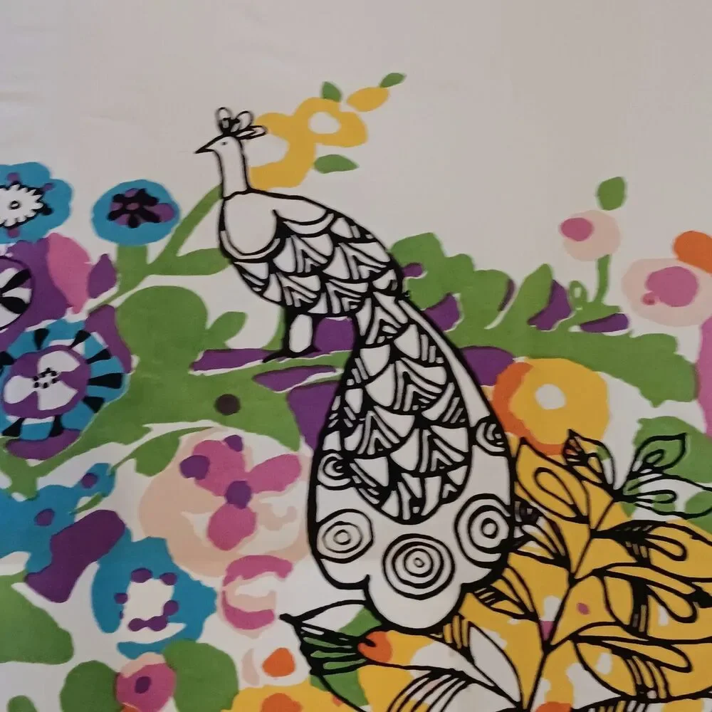 Woodland Gardens Shower Curtain Urban Outfitters Floral Peacock Deer-Please Read